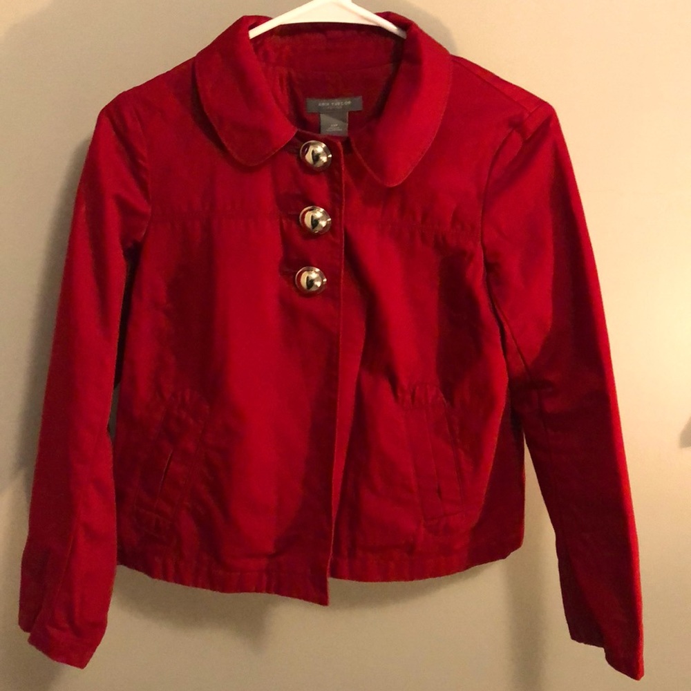 Ann Taylor cropped red jacket size xs petite